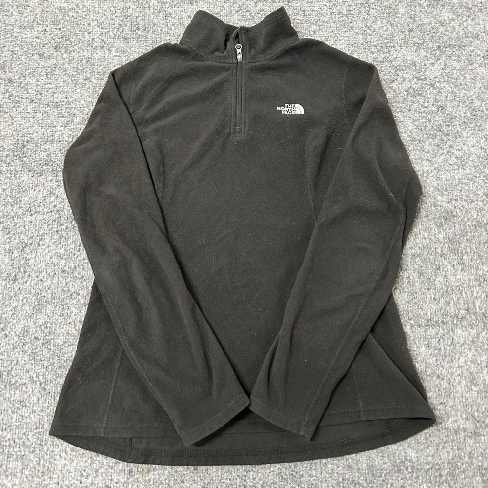 The North Face Fleece Pullover Womens Size M Black Quarter Zip TKA 100 Soft Tech